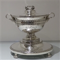 Early 19th Century Antique George III Sterling Silver Large Soup Tureen on Stand London 1801 Robert Sharp