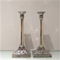 18th Century Antique George III Sterling Silver Pair Candlesticks London 1771 John Carter
