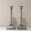 18th Century Antique George III Sterling Silver Pair Candlesticks London 1771 John Carter