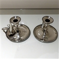 Early 19th Century Antique George III Sterling Silver Pair Chambersticks London 1806 John Emes