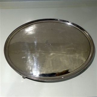 18th Century George III Large Old Sheffield Silver-Plate Oval Salver Circa 1785