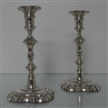 Mid 18th Century Antique George II Sterling Silver Pair of Candlesticks London 1754 John Quantock