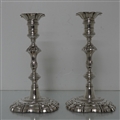Mid 18th Century Antique George II Sterling Silver Pair of Candlesticks London 1754 John Quantock
