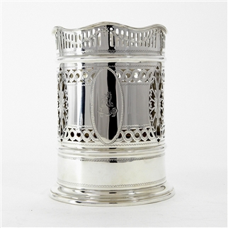 EDWARDIAN SILVER SYPHON OR WINE BOTTLE HOLDER