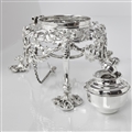 Antique Silver Rococo Style Kettle & Stand