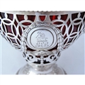 Ruby Red Glass Sugar Basket & Spoon