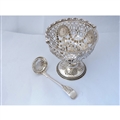 Ruby Red Glass Sugar Basket & Spoon