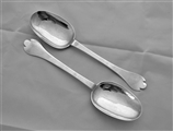 Nice quality pair crested William & Mary trefid spoons London 1691 by TS
