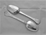 Nice quality pair crested William & Mary trefid spoons London 1691 by TS