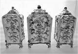 Wonderful set 3 crested & armorial George III silver caddies London 1766/6 Vere & Lutwyche