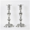 Pair 3-light George III Silver Candelabra