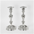 Pair 3-light George III Silver Candelabra