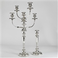 A Pair of 3 light George III Silver Candelabra