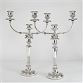 A Pair of 3 light George III Silver Candelabra