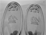 Good pair crested Victorian silver Wellington pattern spoons London 1857 George Adams