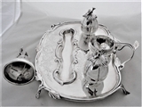 Fantastic crested Victorian silver inkstand London 1846 by the Foxes
