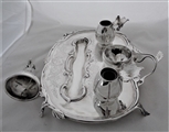 Fantastic crested Victorian silver inkstand London 1846 by the Foxes