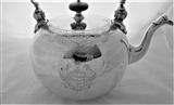 Superb armorial George II silver kettle on stand London 1736 Richard Bayley