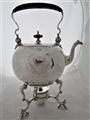 Superb armorial George II silver kettle on stand London 1736 Richard Bayley