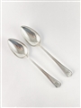 Pair antique hallmarked sterling silver old english thread pattern dessert spoons 1813