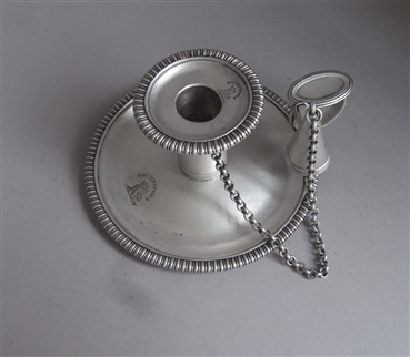 AN UNUSUAL GEORGE III MINIATURE CHAMBERSTICK MADE IN LONDON IN 1810 BY EMES & BARNARD