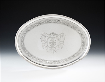 A VERY FINE GEORGE III DRINKS SALVER MADE IN LONDON IN 1791 BY THOMAS DANIEL