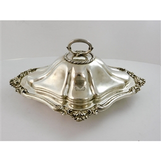 Entree Dish - diamond-shaped with Floral Scroll Mount - London 1843 by J C Eddington