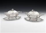 An Important Pair of George Iii Sauce Tureens & Stands Made in London in 1775 by William Holmes