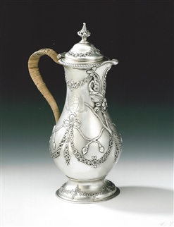A VERY UNUSUAL GEORGE III COFFEE JUG MADE IN LONDON IN 1773 BY CHARLES WRIGHT