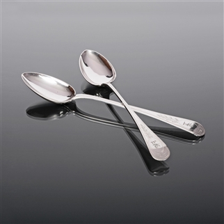 Pair Hand-engraved, Silver-plated Basting Spoons