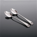 Pair Hand-engraved, Silver-plated Basting Spoons