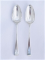 Pair George III hallmarked sterling silver Old English pattern dessert spoons, 1789