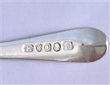 George III hallmarked sterling silver Old English pattern dessert spoon, 1789