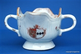 Chinese Armorial Sauceboat FISHER imp PIGOT Coay Arms Crest