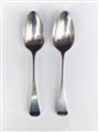 Pair George II hallmarked silver sterling silver Old English pattern tablespoons 1756