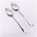 Antique Hallmarked Sterling Silver Pair George III Hester Bateman Pair Feather Edged Dessert Spoons 1776