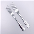 Pair Antique Hallmarked Irish Sterling Silver George III Fiddle Pattern Dessert Forks 1803