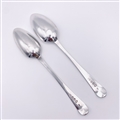 Antique Hallmarked Sterling Silver Pair George III Old English Bead-Edged Dessert Spoons 1791