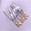 Antique Hallmarked Sterling Silver & Mother of Pearl Set Six George III Fruit Knives c.1800