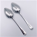 Antique Hallmarked Sterling Silver Pair George III Old English Pattern Dessert Spoons 1808
