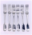 Set six Victorian hallmarked sterling silver fiddle pattern table forks by George Adams