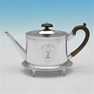 Neoclassical Sterling Silver Teapot on Stand