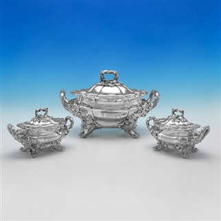 Dining Table Suite of Soup Tureen & Pair of Sauce Tureens