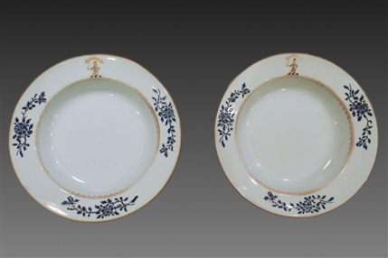 Rare Pair Chinese Armorial Plates BANNERMAN