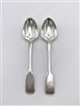 Antique Hallmarked Sterling Silver Pair Victorian Fiddle Pattern Egg Spoons 1877