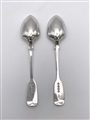 Antique Hallmarked Sterling Silver Pair Victorian Fiddle Pattern Egg Spoons 1877