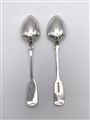 Antique Victorian Hallmarked Sterling Silver Pair Victorian Fiddle Pattern Egg Spoons 1877