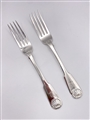 Antique Hallmarked Sterling Silver Pair George IV Fiddle and Shell Pattern Table Forks 1830